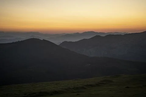 Sunset in the mountains of the Basque Country Stock Photos