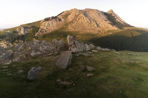 Sunset in the mountains of the Basque Country Stock Photos