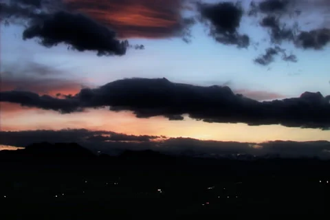 Sunset Mountains City Lights Video stock 37541357