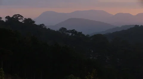 Sunset in the Mountains of Da Lat Stockbeeldmateriaal 35562096