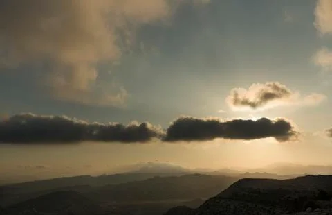 Sunset in the mountains of Elche. Stock Photos