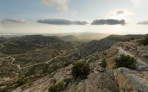 Sunset in the mountains of Elche. Stock Photos