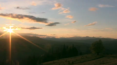 Sunset in the mountains. Stock Footage 67975617