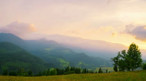 Sunset in the Mountains. Stock Footage 68040025