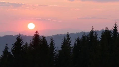 Sunset in the mountains. Horizontal panning. Stock Footage 75750223