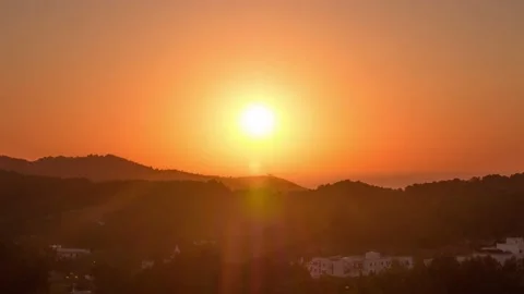 SUNSET IN MOUNTAINS OF IBIZA Stockbeeldmateriaal 239014273