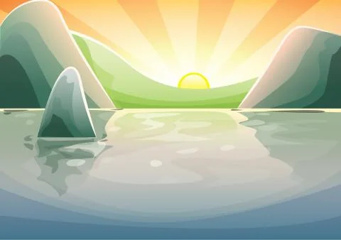 Sunset in the mountains Stock Illustration