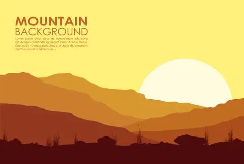 Sunset in the Mountains Stock Illustration