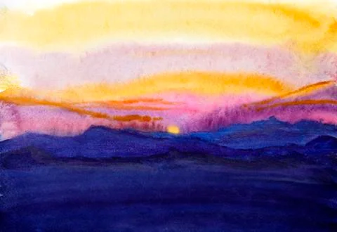 Sunset in the mountains Stock Illustration