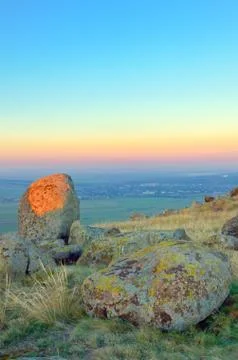 Sunset in the mountains landscape Stock Photos