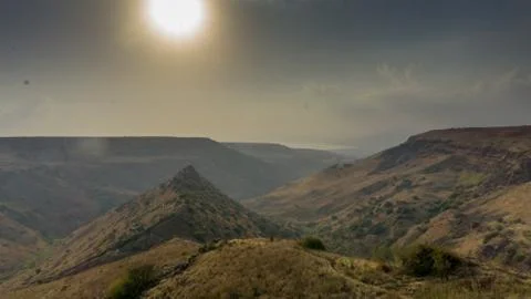 Sunset in the mountains landscape Stock Photos