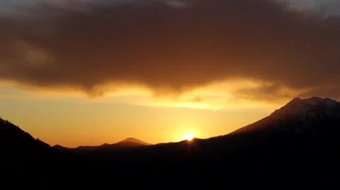 Sunset in the Mountains, Orange Sunset Stock Footage 63602679