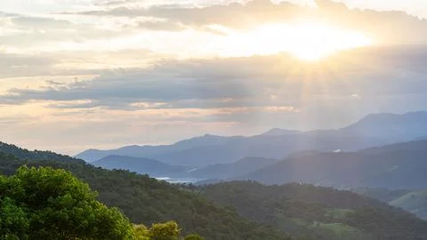 Sunset at the mountains of Paraty. Stock Photos