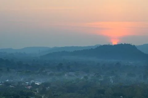 Sunset in mountains Stock Photos