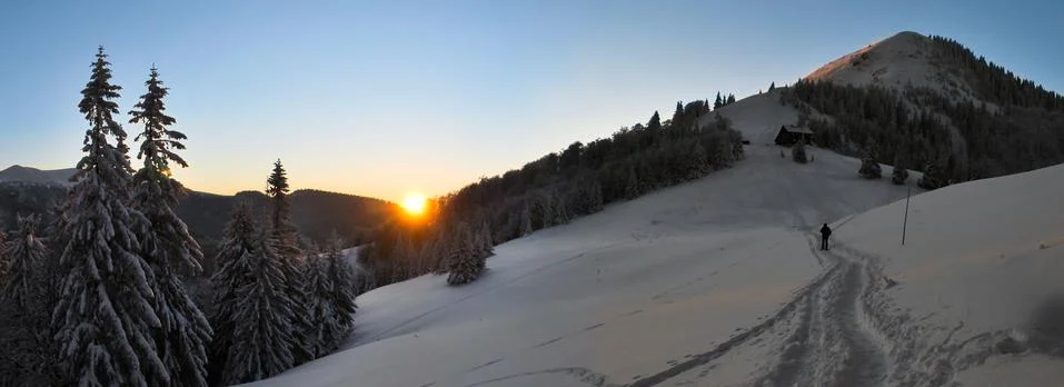 Sunset in mountains Stock Photos