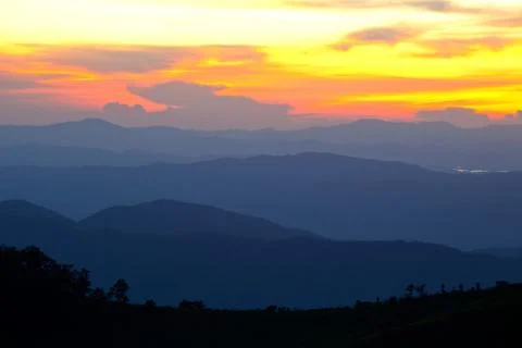 Sunset in the mountains Stock Photos