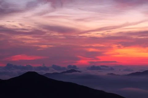 Sunset in the mountains Stock Photos