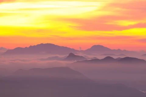 Sunset in the mountains Stock Photos