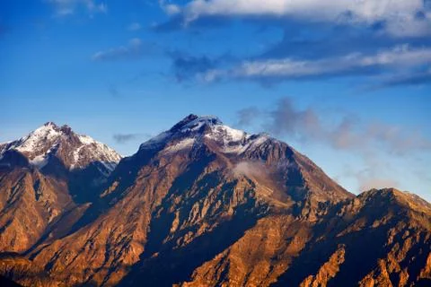Sunset in mountains Stock Photos