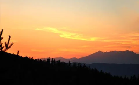 Sunset in the mountains Stock Photos