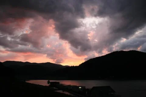 Sunset in the mountains Stock Photos