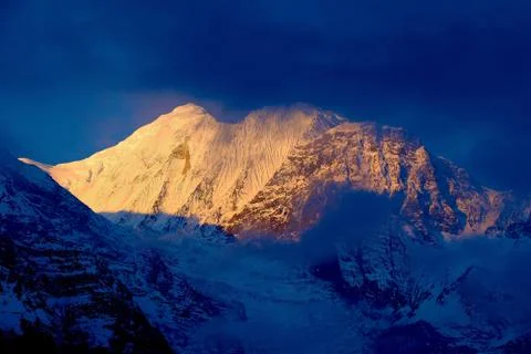 Sunset in the mountains Stock Photos
