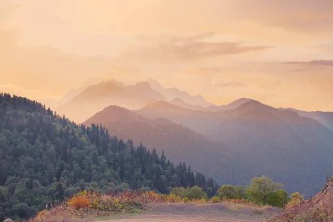 Sunset in the mountains Stock Photos