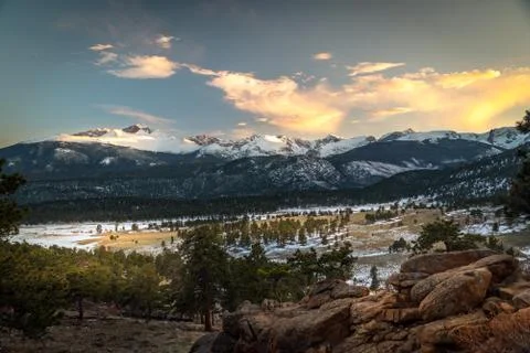 Sunset in the mountains. Stock Photos