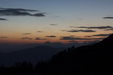 Sunset on the mountains Stock Photos