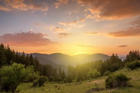 Sunset mountains Stock Photos