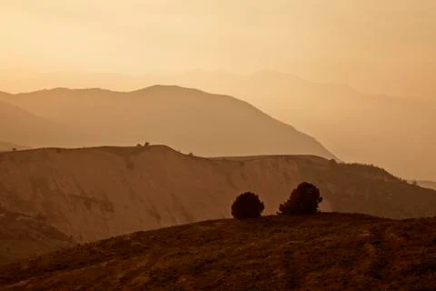 Sunset in mountains Stock Photos