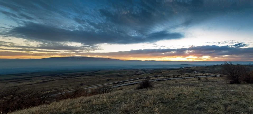 Sunset in the mountains. Stock Photos
