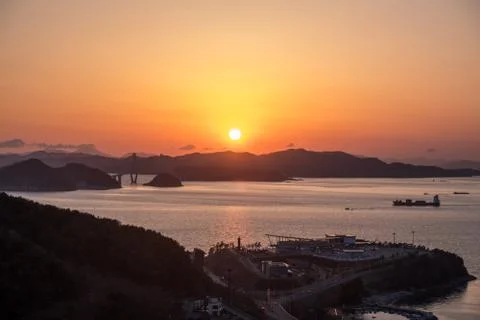 Sunset to the mountains Stock Photos