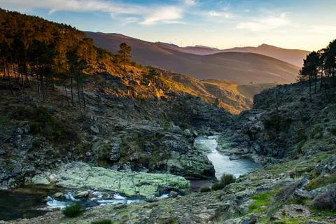 Sunset at the Mountains Stock Photos