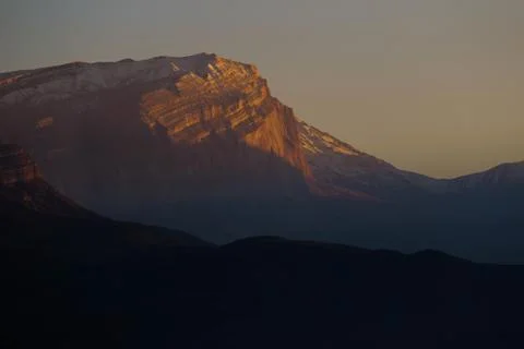 Sunset in mountains Stock Photos