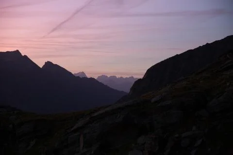 Sunset in the mountains 스톡 사진