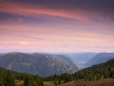 Sunset in the mountains Stock Photos