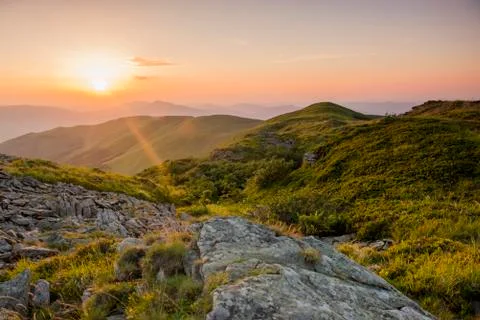 Sunset in the mountains Stock Photos