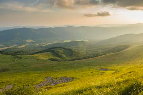 Sunset in the mountains Stock Photos
