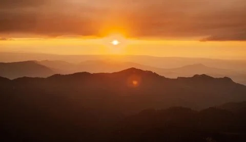 Sunset in the mountains. Stock Photos