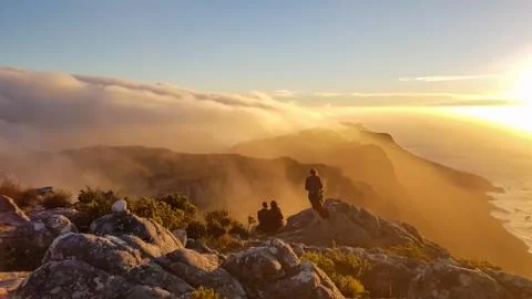 Sunset in the mountains Stock Photos