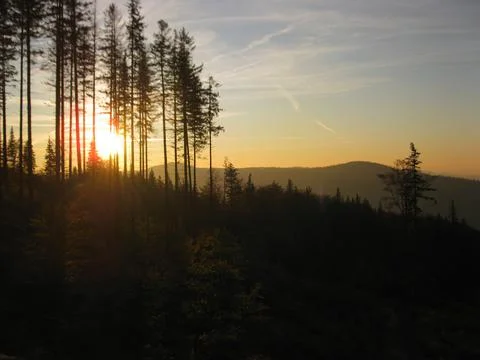 Sunset in mountains Stock Photos