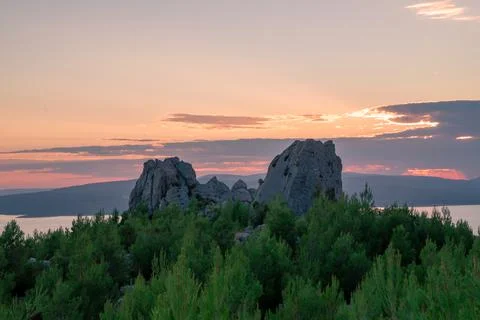 Sunset in mountains Stock Photos