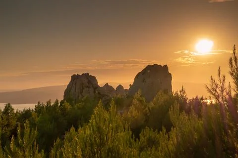 Sunset in mountains Stock Photos