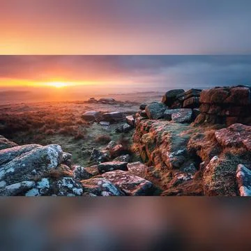 Sunset in the mountains Stock Photos