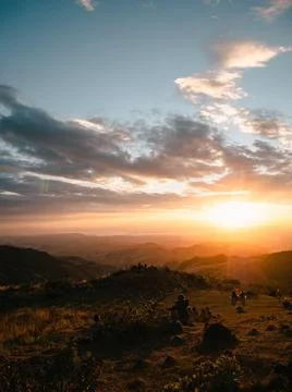 Sunset in the mountains Stock Photos