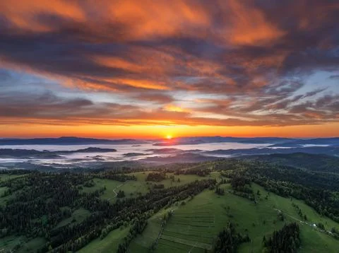 Sunset in mountains Stock Photos