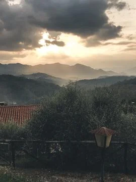 Sunset in the mountains. Stock Photos