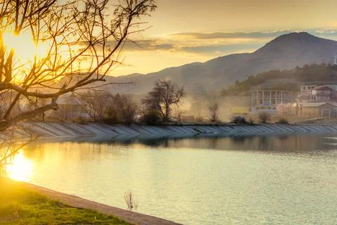Sunset in the mountains Stock Photos