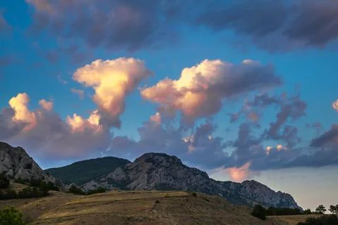 Sunset in the mountains Stock Photos